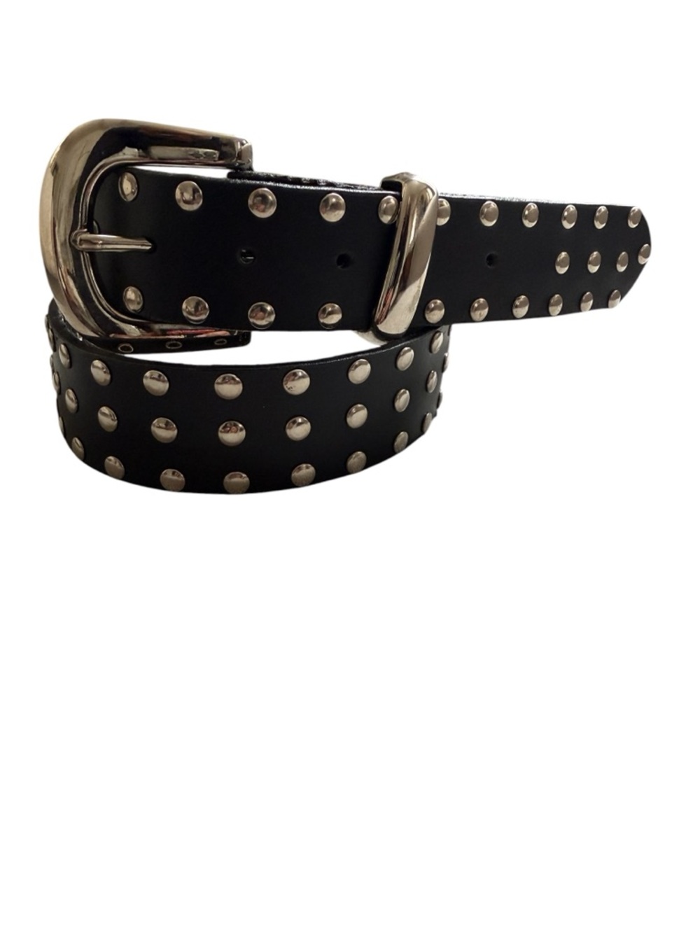 Vintage Black and Silver Studded Leather Belt Size 46 Punk Edgy Goth Canada